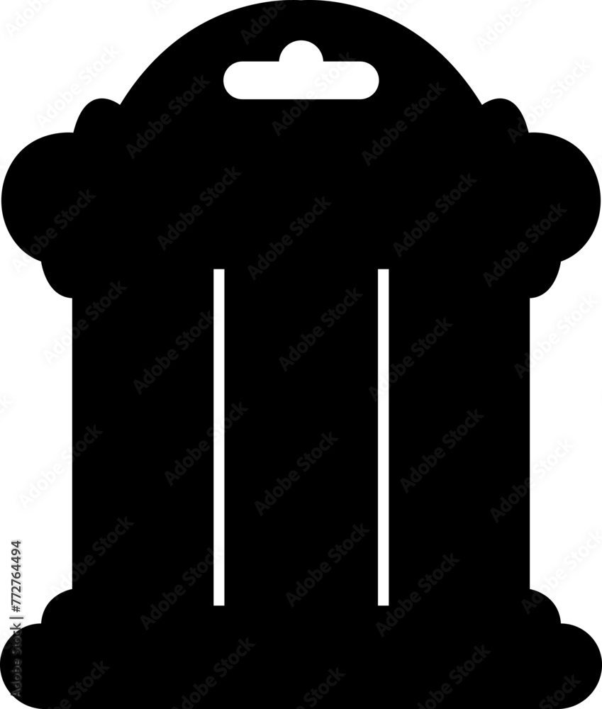 Poster hair bow display card with hole icon in trendy black fill style. accessory template sign symbol vect