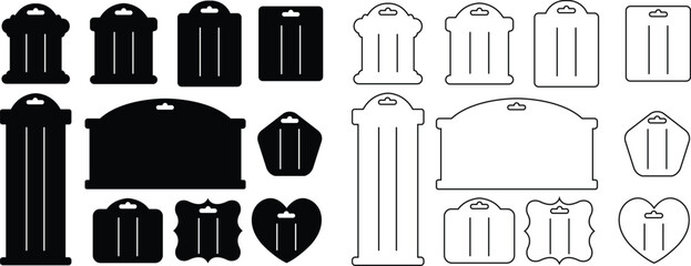 Set of Hair bow display cards with hole icons in flat styles with editable stock. Accessory template signs vectors Isolated elements on transparent background. Can be used for website and mobile apps.