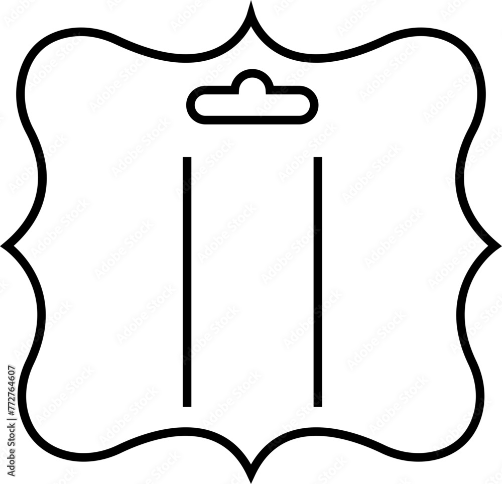 Poster hair bow display card with hole icon in trendy line style with editable stock. accessory template si