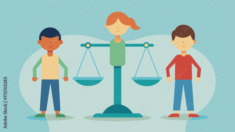 Poster a drawing of a scale with the middle child on one side and their siblings on the other representing 