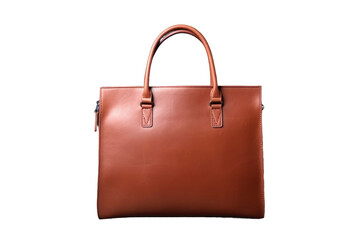 Elegance in Simplicity: Brown Leather Bag on White. On a Clear PNG or White Background.