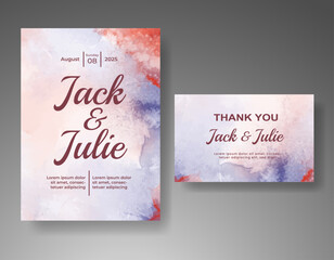 Wedding invitation with abstract watercolor background