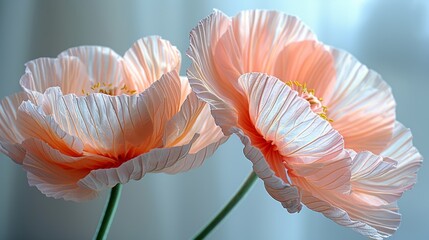   A photo of two pink flowers, one in sharp focus while the other is blurred due to its distance from the camera The backdrop of the image appears indistinct due to low resolution