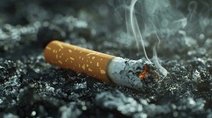 The fatal fumes, a cigarette butt's smoke taking a ghastly shape - obrazy, fototapety, plakaty