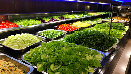 vegetables at buffet, catering, AI generated