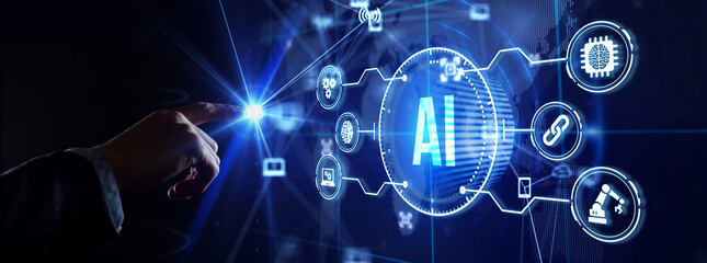 AI Learning and Artificial Intelligence Concept. Business, modern technology, internet and networking concept.