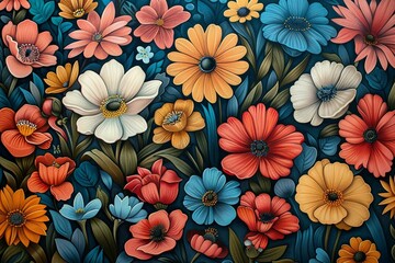 Freehand floral extravaganza, a playful twist on garden doodles