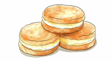 English muffins on a white background.