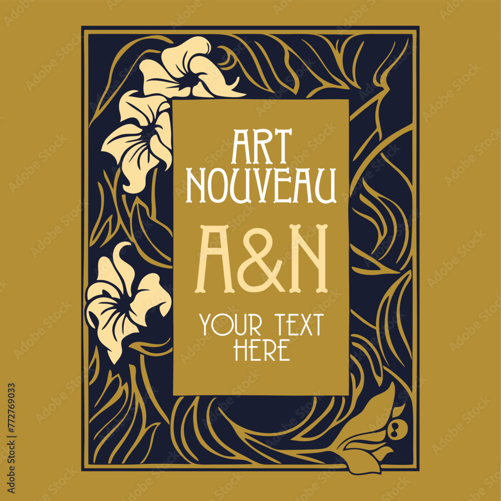 Sticker vector vintage items: label art nouveau