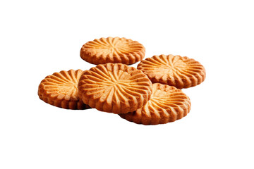 Towering Treats: A Creative Stack of Small Cookies. On a Clear PNG or White Background.