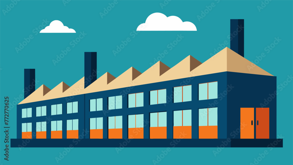 Aufkleber a row of large windows line one side of the factory allowing natural light to flood into the space a