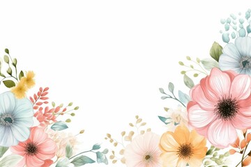 watercolor of ranunculus clipart in various pastel colors. flowers frame, botanical border, Perfect for wedding invitations, packages, save the date.