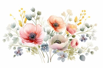 watercolor of ranunculus clipart in various pastel colors. flowers frame, botanical border, Perfect for wedding invitations, packages, save the date.