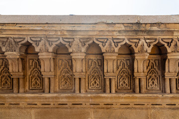 Ornaments on stone wall near the mausoleum of Mohammed V in Rabat