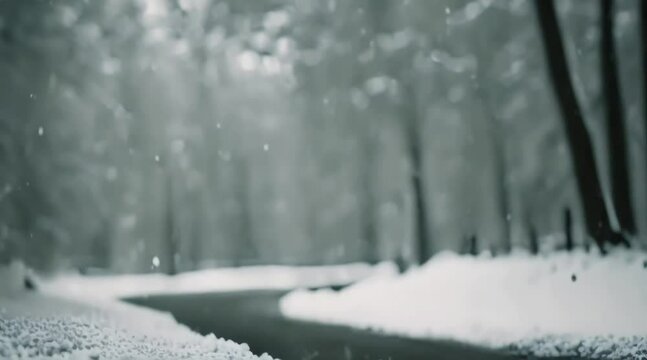 snow falling in the nature in the style of cinematic film moody high resolution