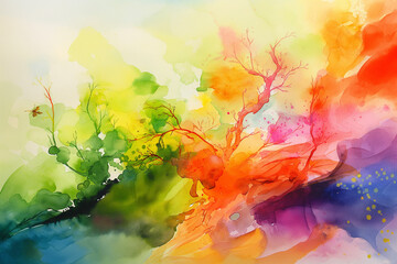 Abstract vivid colorful watercolor abstraktes, lebendiges, farbenfrohes Aquarell 抽象的な鮮やかでカラフルな水彩画