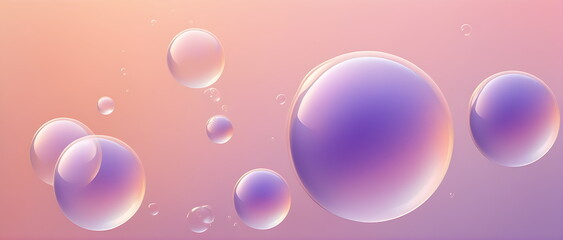 Iridescent balloon bubble on pink and purple pastel gradient background