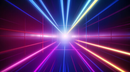 3D rendering abstract background and colorfulneon lights