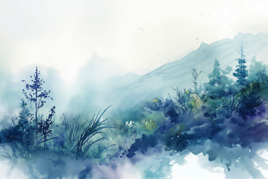 Watercolor painting depicting rich nature Aquarellmalerei mit Darstellung der reichen Natur 豊かな自然を描いた水彩画