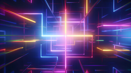 Obraz premium 3D rendering abstract background and colorfulneon lights