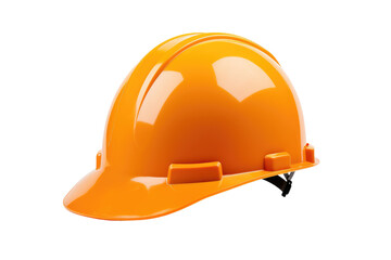 Sunburst Safety: Vibrant Orange Hard Hat Standing Out on a White Canvas. On a Clear PNG or White Background.