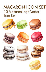 Macaron logo vector icon set 