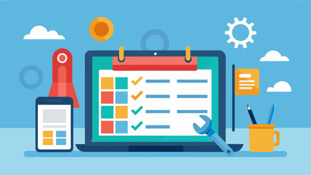 A focused shot of a digital maintenance calendar on a tablet with specific maintenance tasks and their corresponding schedules and notes
