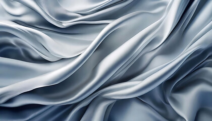 Obraz premium Blue silver colored wavy satin fabric textured background.