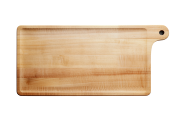 Rustic Charm: Wooden Cutting Board Unveiled on a Blank Canvas. On a Clear PNG or White Background.