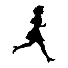 Woman running vector silhouette