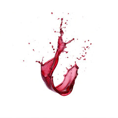 Bright splash of red wine on a white background,