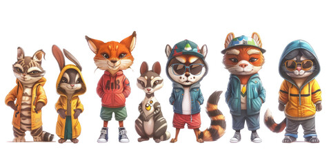 Fototapeta premium animals showcasing cool and fashionable streetwear that reflects the essence of urban life.