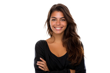 woman with folded arms and a warm smile, conveying authority with approachability. - obrazy, fototapety, plakaty
