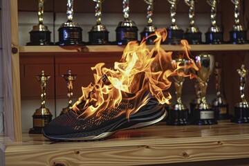 flameengulfed shoe by sports trophies