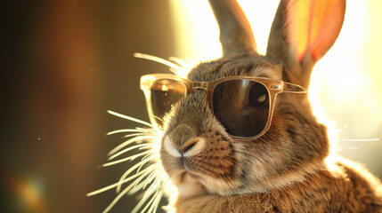 Zbliżenie na królika w okularach przeciwsłonecznych - obrazy, fototapety, plakaty