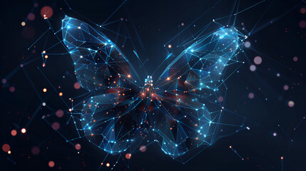 Butterfly composed of polygon Low poly vector illustration, generative Ai - obrazy, fototapety, plakaty