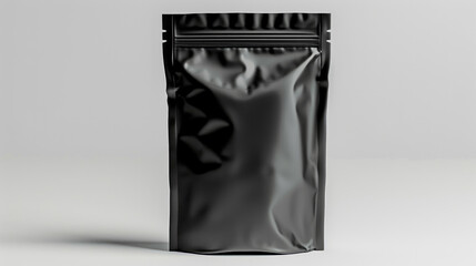 A black plastic bag with a zipper