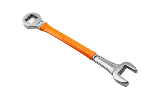 Citrus Serenity: A Vibrant Orange Handled Wrench Against a Clean White Canvas. On a Clear PNG or White Background.