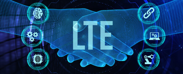 Business, Technology, Internet and network concept. LTE abbreviation, modern technology concept. 3d illustration - obrazy, fototapety, plakaty
