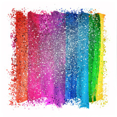 A colorful, rainbow-striped background with a lot of glitter