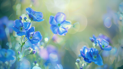 blue flowers in the field , generative ai
