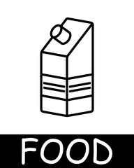 Milk package line icon. Lactose, cardboard, cooking, dish, cutting, food, taste, spices, satiety, hunger, refrigerator. Vector line icon for business and advertising