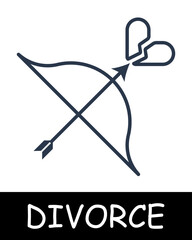Bow line icon. Cupid, divorce, marriage, court, husband, wife, quarrel, family. Black icons on a white background. Vector line icon for business and advertising