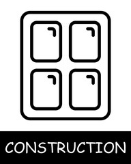 Window line icon. Glass, frame, construction, foreman, building, cement, foundation, architecture, roof, project, work. Vector line icon for business and advertising