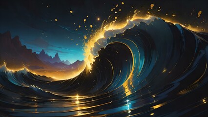 bioluminescent ocean wave