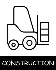 Loader line icon. Boxes, transportation, construction, foreman, building, cement, foundation, architecture, roof, project, work. Vector line icon for business and advertising