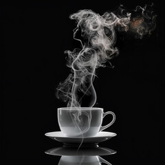 3d rendered photos of cup of coffee steam coming out of it the steam is forming the full body shape of a woman above the cup made with generative AI
