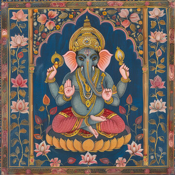 Traditional Hindu God Ganesha Artwork.