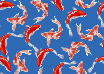 Seamless patterns of koi fishes,  for wallpapers and decorations