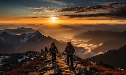 Foto op Plexiglas Group of People Standing on Mountain Top © uhdenis